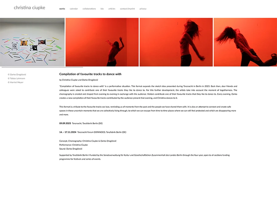 Referenz von Internet-Service Berlin: Tänzerin Christina Ciupke, Berlin