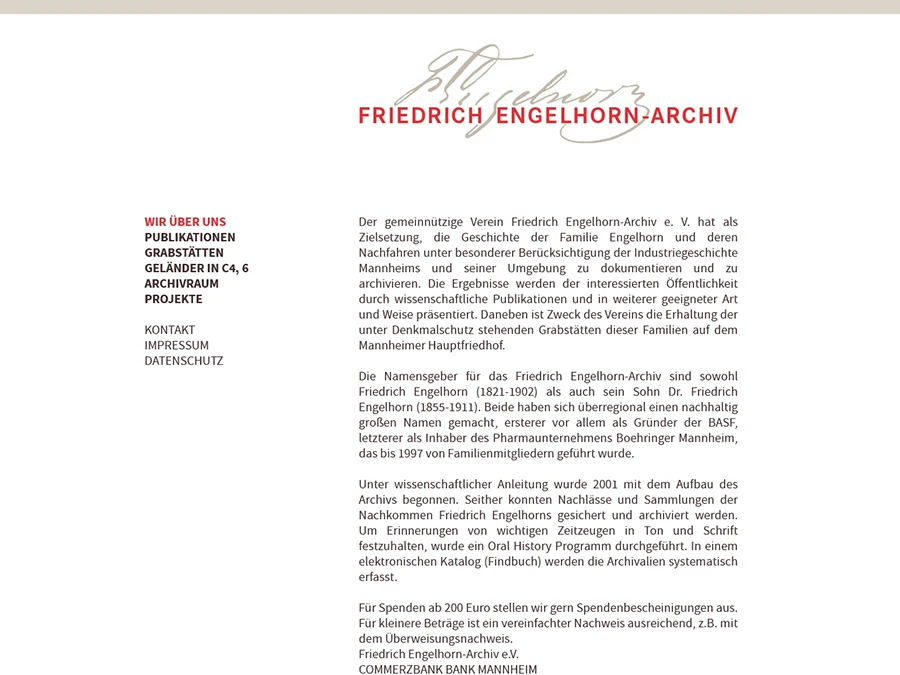 Referenz von Internet-Service Berlin: Friedrich Engelhorn-Archiv, Mannheim