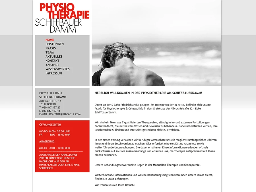 Referenz von Internet-Service Berlin: Physiotherapie am Schiffbauerdamm, Berlin