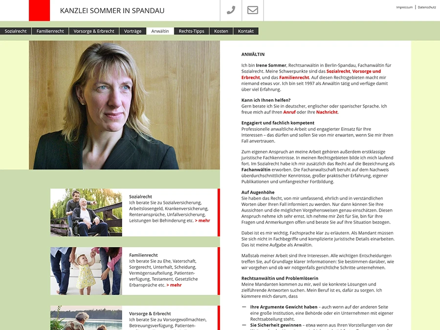 Referenz von Internet-Service Berlin: Anwaltskanzlei Sommmer, Berlin
