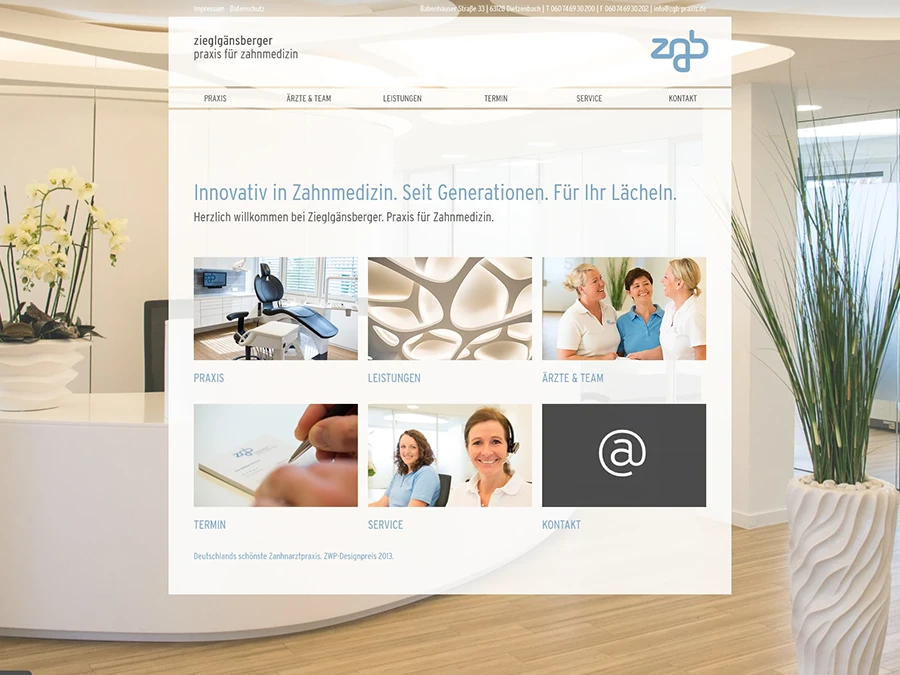 Referenz von Internet-Service Berlin: Zahnarztpraxis Zieglgänsberger, Dietzenbach